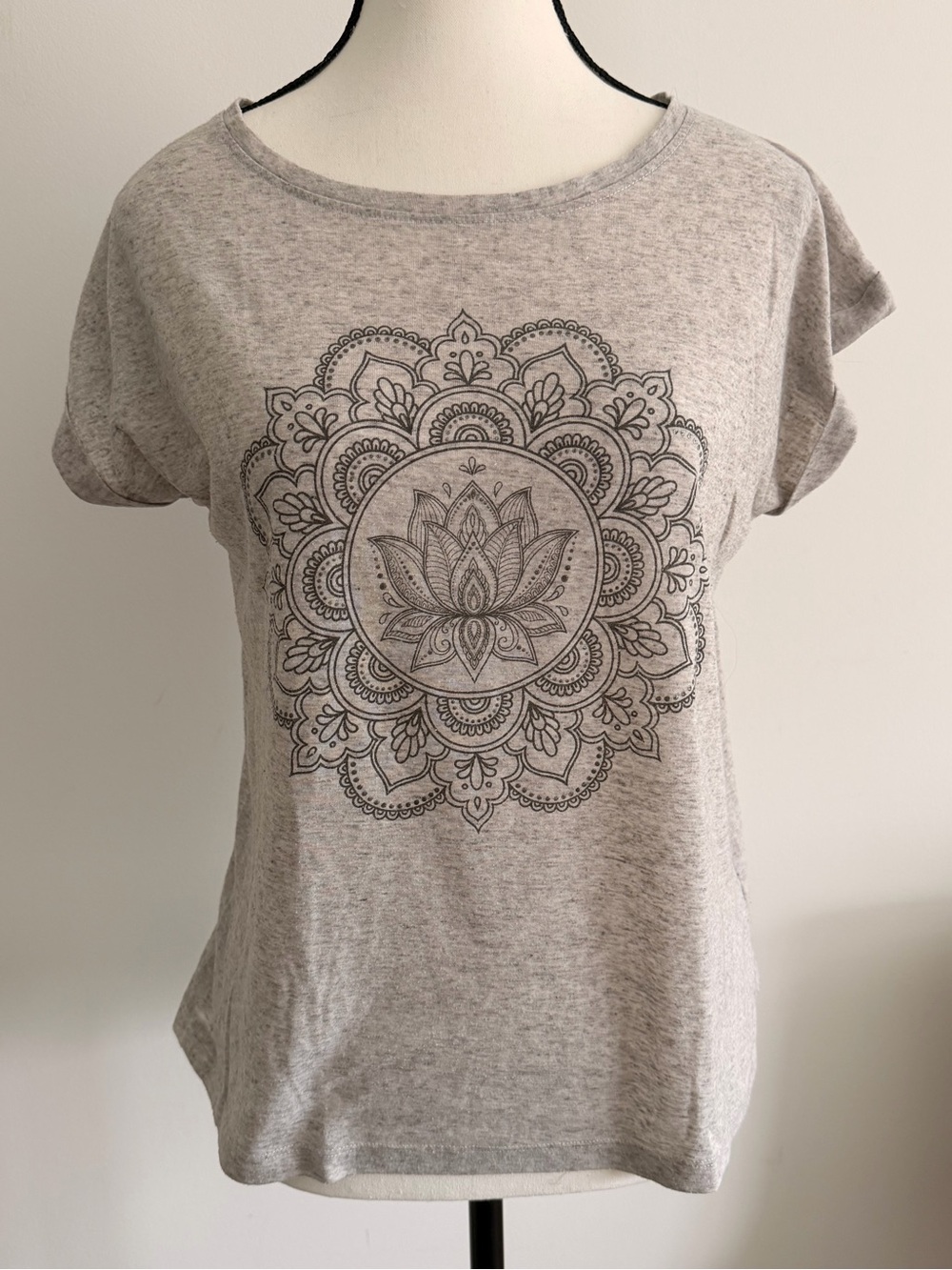 Women's Gray Lotus Mandala Tee yoga